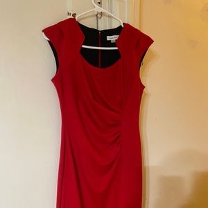 Calvin Klein ruched horseshoe neck sheath dress